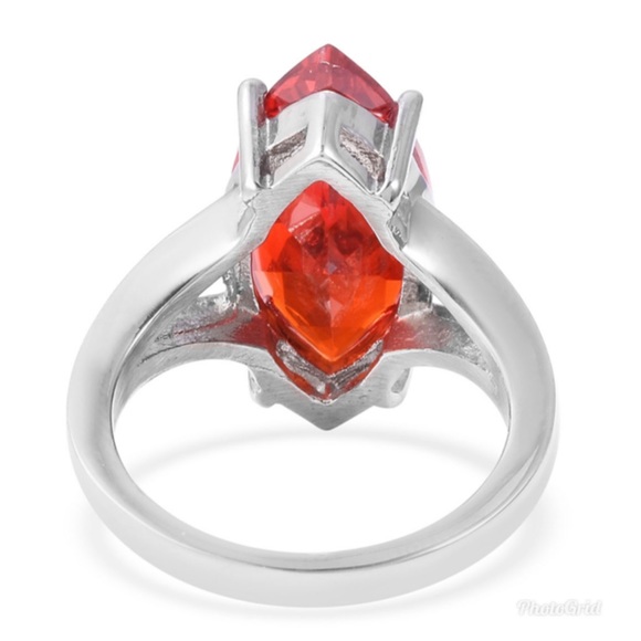 Simulated Orange Diamond Ring in Stainless Steel - Picture 3 of 4